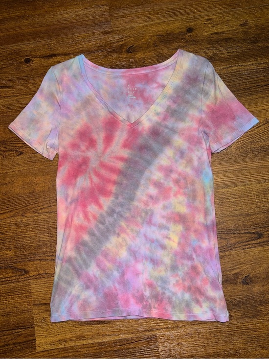 a new day Tops - A New Day Colorful Abstract Tie-Dye V-Neck Modal Short Sleeve Shirt Size M